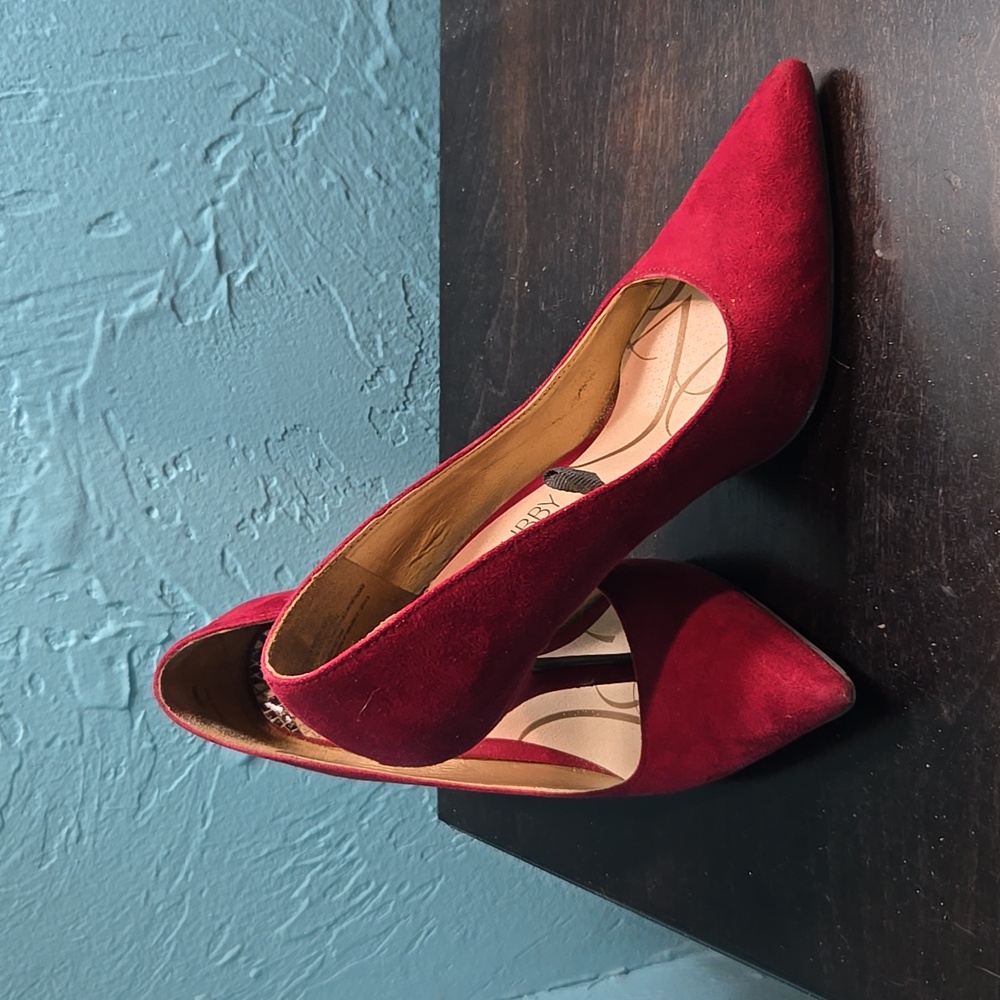 Deep Red Suede Pumps